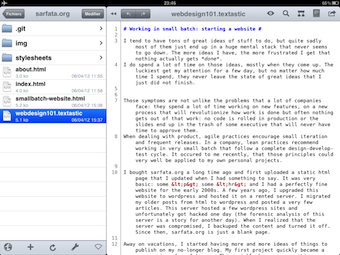 Using Textastic to write this article in markdown format
